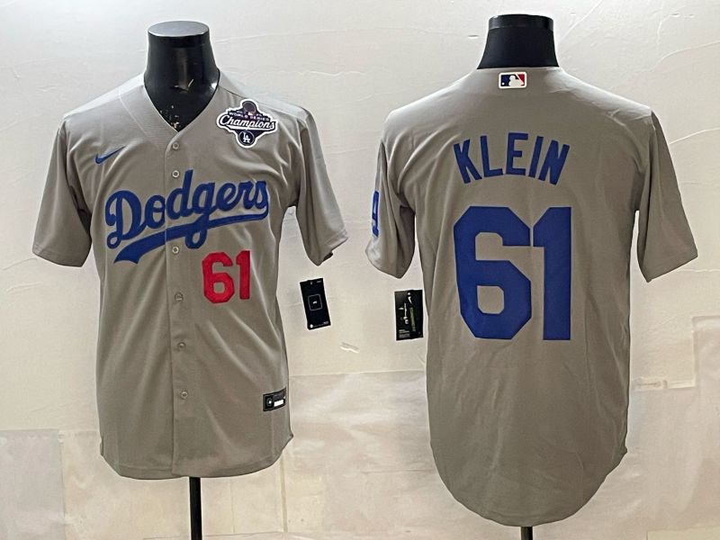 Men 2025 Nike Los Angeles Dodgers #61 Klein Grey Game MLB Jersey 08->toronto blue jays->MLB Jersey